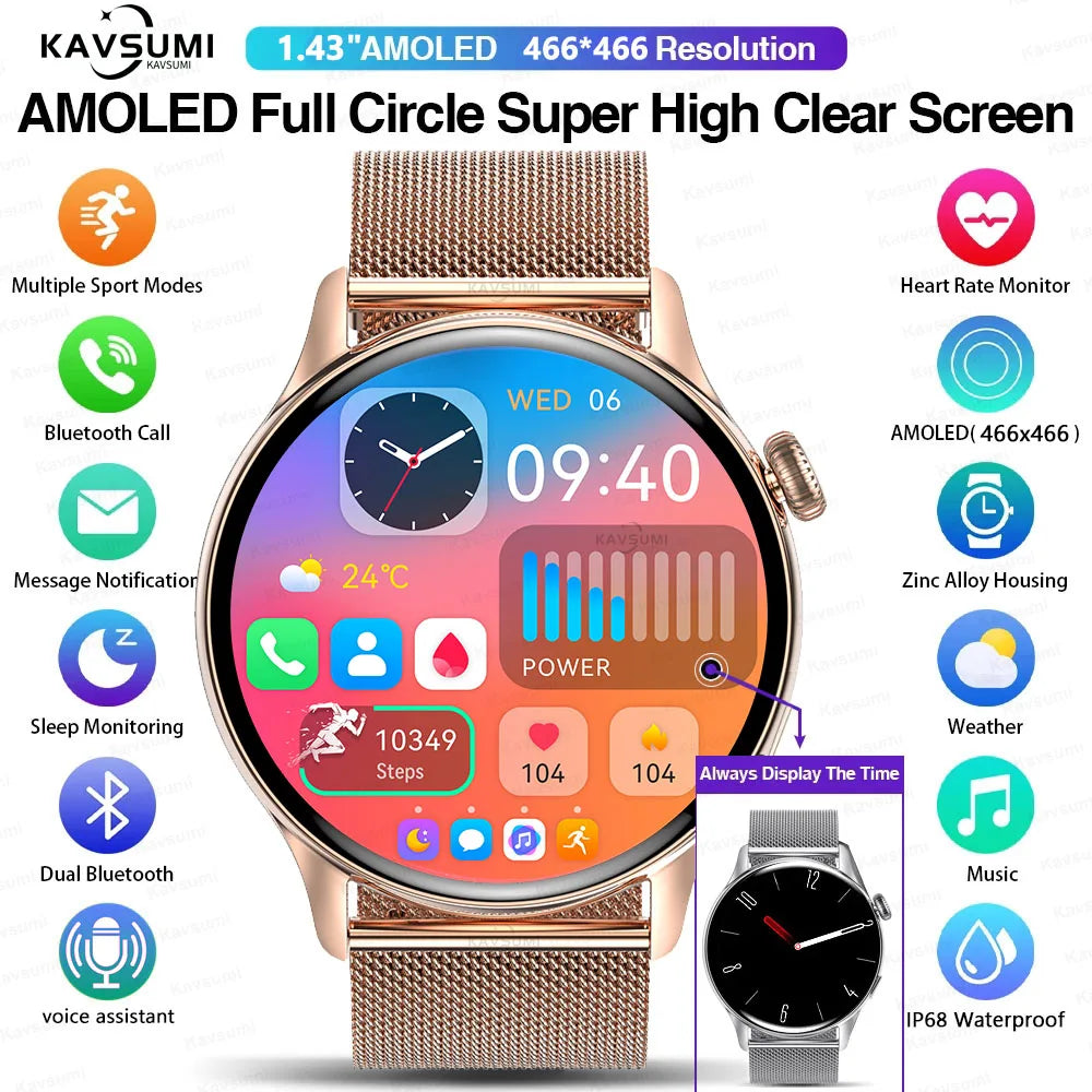 2025 NFC Smart Watch Amoled HD GPS Track Sports Heart Rate Bluetooth Call Waterproof Ladies Women Smartwatch For Women's Gift