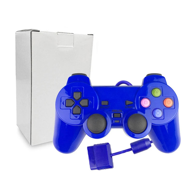 Transparent Blue Color For PS2 Wired Controller With Dual vibration