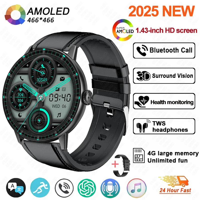 New DT M5 Smart Watch 4GB Memory 1.43-inch HD Screen Built-in Photo Album Local Album Video Sport Mode Bluetooth Call Smartwatch