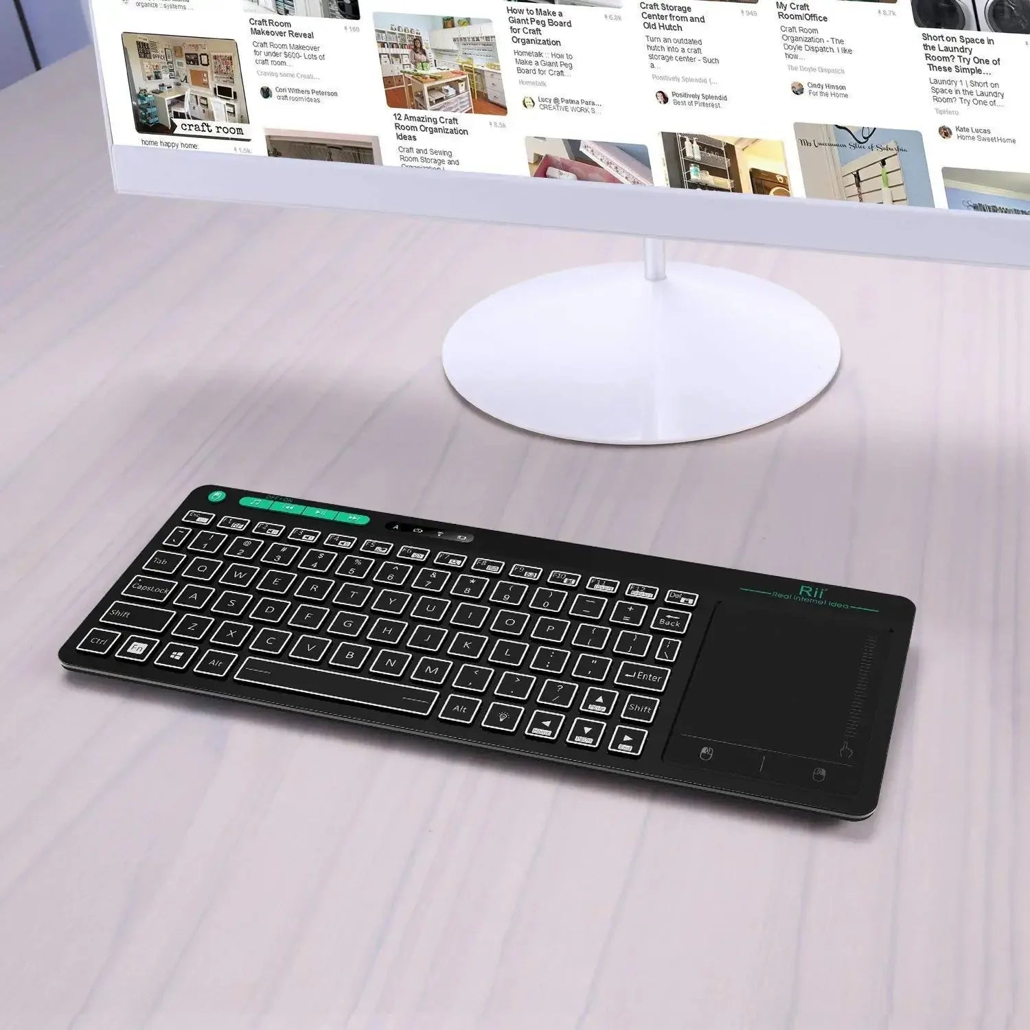 Rii K18+ Wireless Keyboard US/FR/HE Mini Keyboard With Touchscreen 3-LED Color Backlit For For Android TV BOX  Smart TV PC