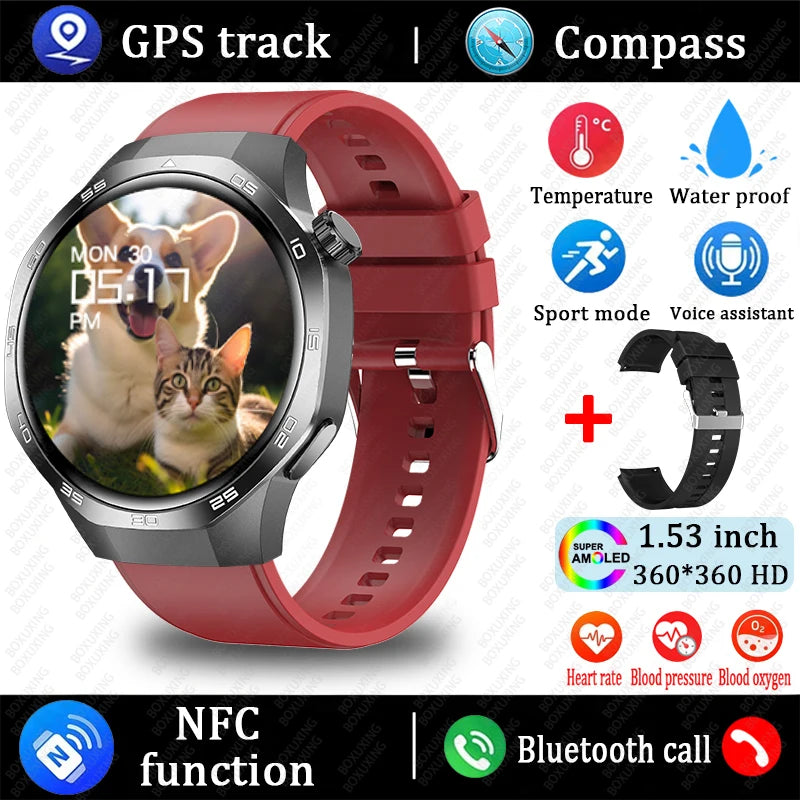 2025 New Watch 5 MAX Smart Watch HD AMOLED Screen NFC GPS Tracker Bluetooth Call Waterproof Sports Health Smartwatch Men Women