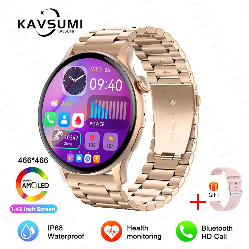2025 NFC Smart Watch Amoled HD GPS Track Sports Heart Rate Bluetooth Call Waterproof Ladies Women Smartwatch For Women's Gift