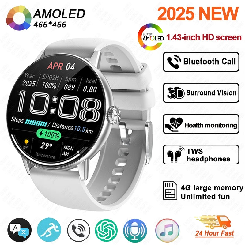 New DT M5 Smart Watch 4GB Memory 1.43-inch HD Screen Built-in Photo Album Local Album Video Sport Mode Bluetooth Call Smartwatch