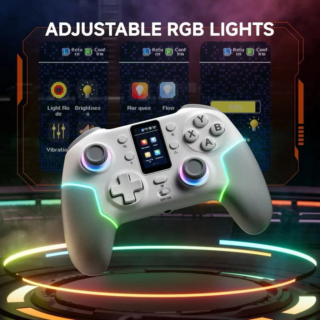 STK-7052 BT Wireless Android Game Controller Intelligent Screen RGB Lighting Six Axis Joystick Switch Mobile Phone PC