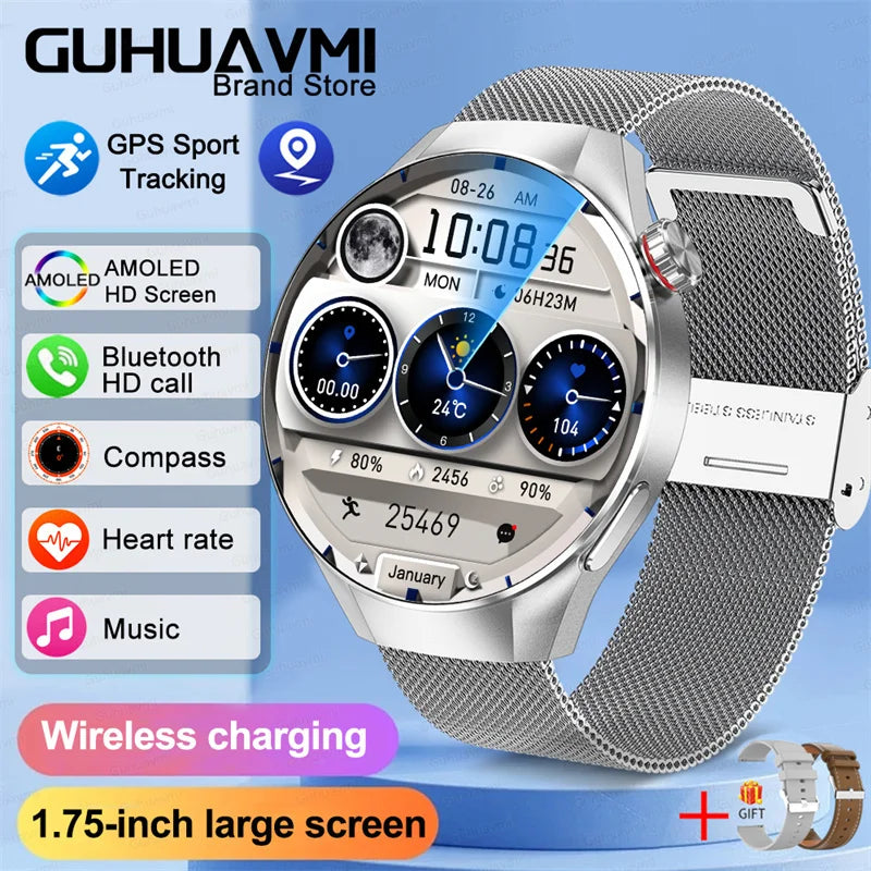 2026New For fashion G5 Pro Smart Watch Men HD AMOLED Screen GPS Motion trajectory HeartRate Bluetooth Call 1.75" SmartWatch IP68