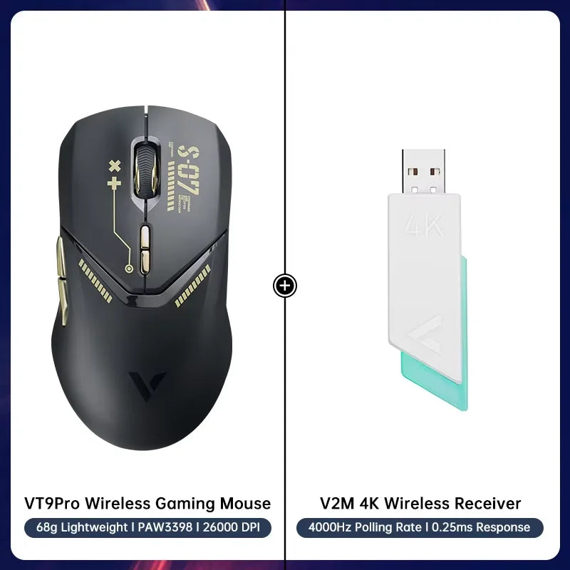 Rapoo VT9PRO Wireless Gaming Mouse Esports Grade 68g Ultra-Light 26000DPI 8 Buttons Optical PAW3398 Computer Mouse For Laptop PC