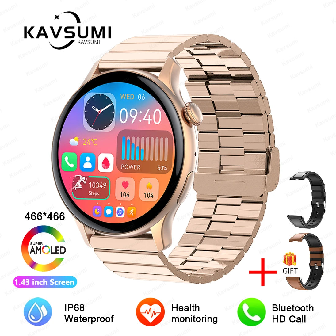2025 NFC Smart Watch Amoled HD GPS Track Sports Heart Rate Bluetooth Call Waterproof Ladies Women Smartwatch For Women's Gift