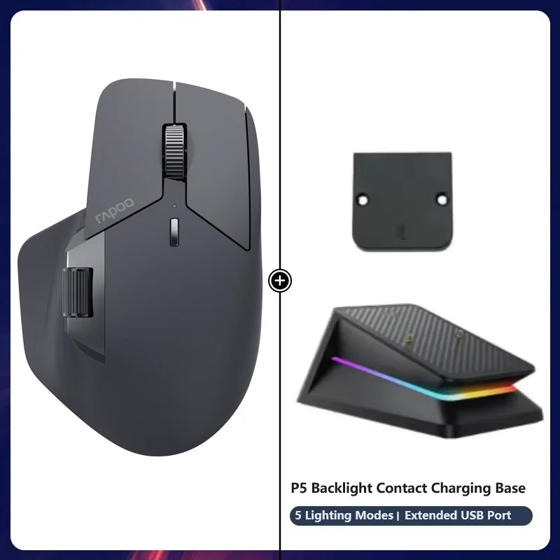 Rapoo MT720L Multi-mode Rechargeable Wireless Mouse 4000 DPI Bluetooth Mouse Easy-Switch Up to 4 Devices