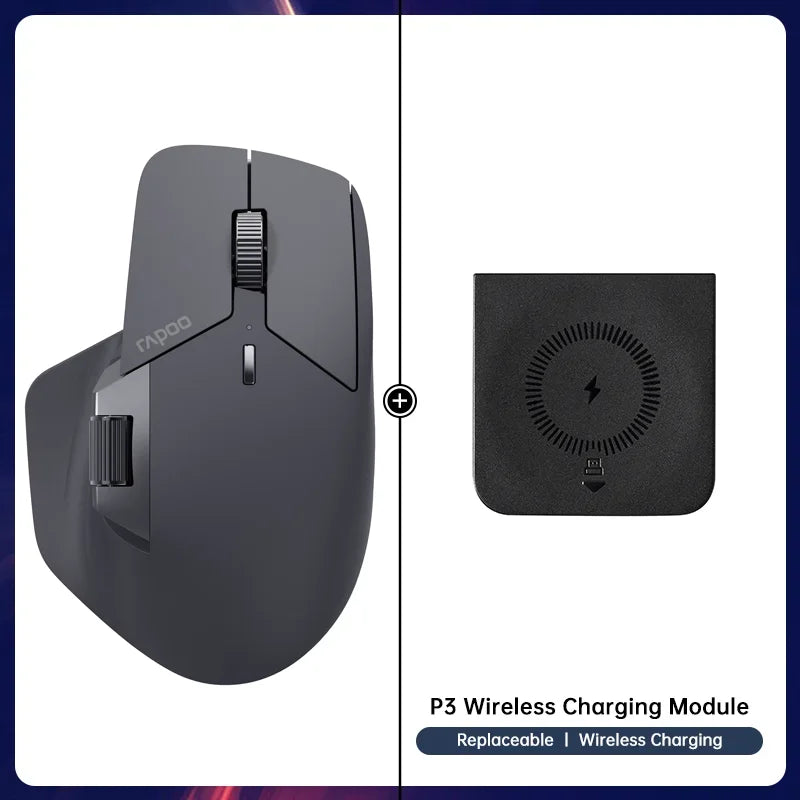 Rapoo MT720L Multi-mode Rechargeable Wireless Mouse 4000 DPI Bluetooth Mouse Easy-Switch Up to 4 Devices