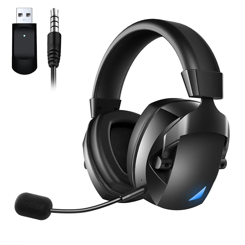 Wireless Gaming Headset With Detachable Noise Cancelling Microphone 2.4G Bluetooth-USB-3.5mm Wired Jack 3 Modes For Multi-device