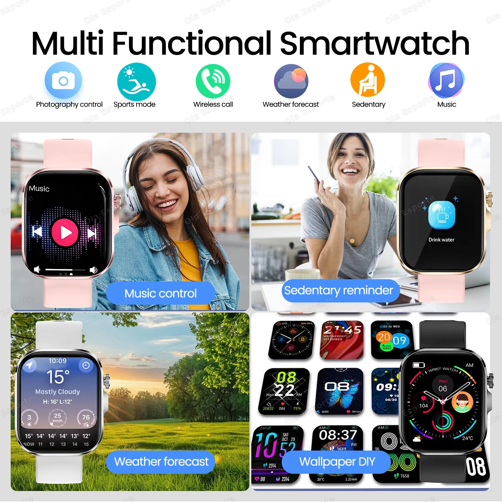 New 2.01'' HD Screen Fashion Flashlight Smart Watch Women Waterproof Sport Watches BT Call Health Monitoring Men Smartwatch 2026
