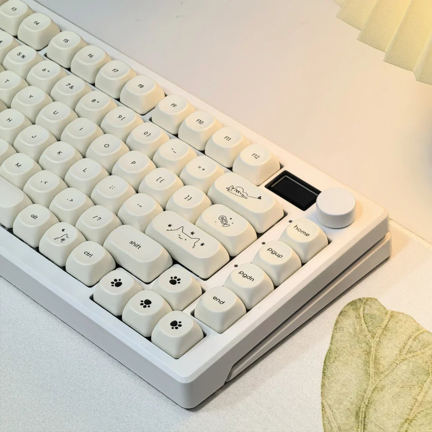 Simple Milky White Cute Cat Theme Keycap 124Keys PBT Sublimation MOA Profile Round Ball Caps Korean Mechanical Keyboard Keycaps