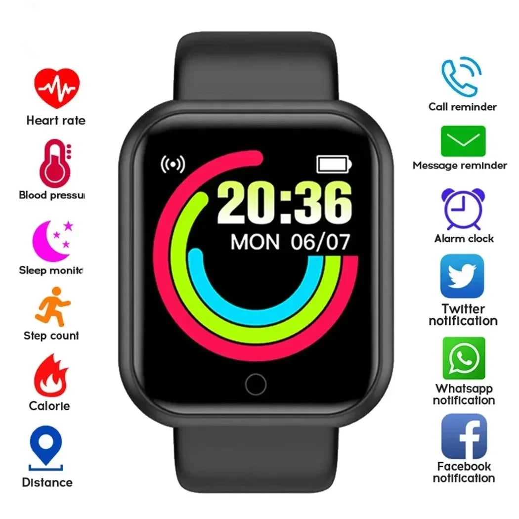 Smart Watch Men Women D20 Bluetooth Heart Rate Monitor Blood Pressure Fitness Bracelet Fashion Smartwatch Y68 for IOS Android