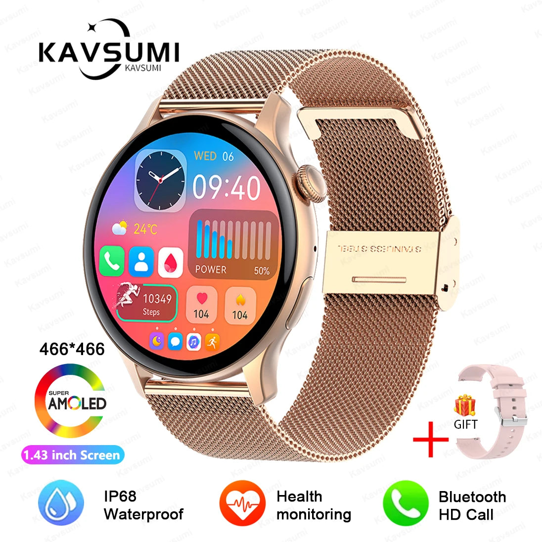 2025 NFC Smart Watch Amoled HD GPS Track Sports Heart Rate Bluetooth Call Waterproof Ladies Women Smartwatch For Women's Gift