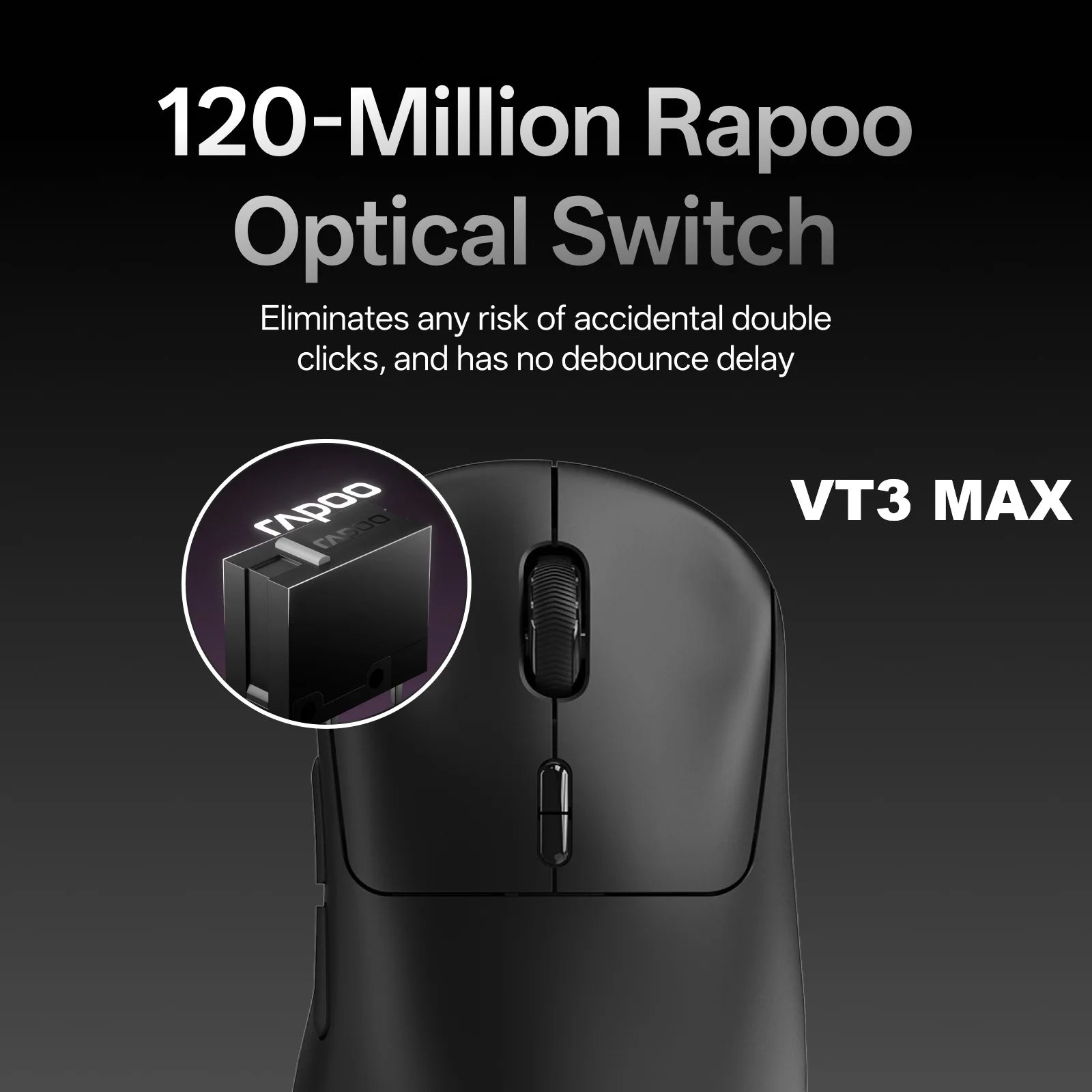Rapoo VT3 /VT3 MAX Wireless Gaming Mouse True 8K Wireless Polling Rate 53g Lightweight Up to 750Hr Battery Life Macro Enabled