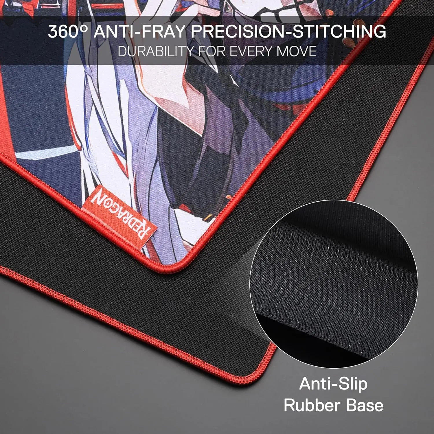 Redragon EISA P047 Anime Gaming Mouse Pad - Smooth Lycra Surface, Anti-Slip Rubber Base, Spill-Resistant, Durable 5mm Thick