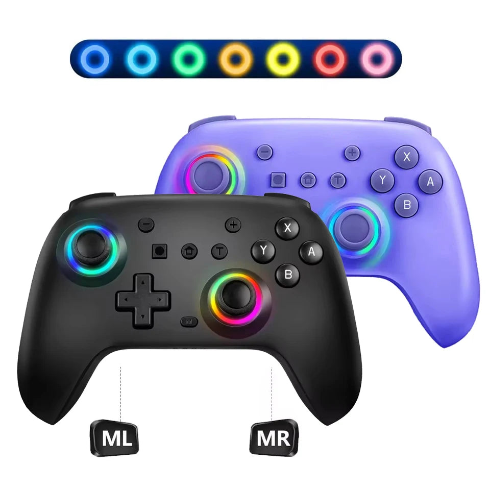 RGB Wireless Controller for  Switch/ OLED/ Lite/ Steam/ Android Gamepad PC Joystick Joypad Controle with Turbo Function