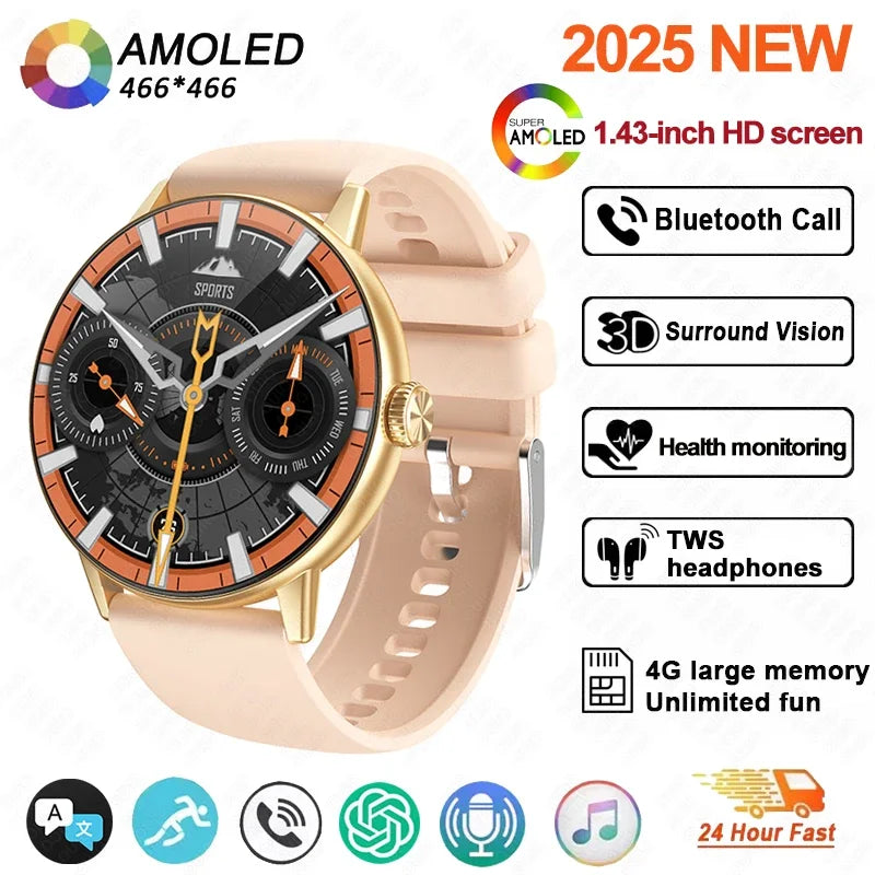 New DT M5 Smart Watch 4GB Memory 1.43-inch HD Screen Built-in Photo Album Local Album Video Sport Mode Bluetooth Call Smartwatch