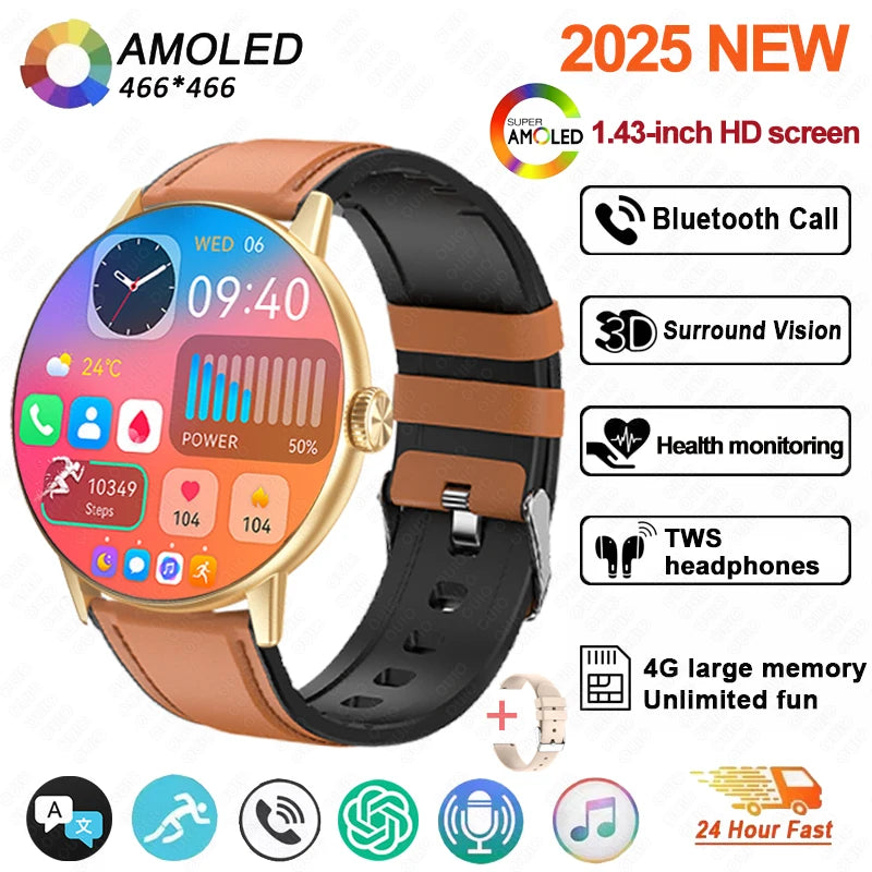 New DT M5 Smart Watch 4GB Memory 1.43-inch HD Screen Built-in Photo Album Local Album Video Sport Mode Bluetooth Call Smartwatch