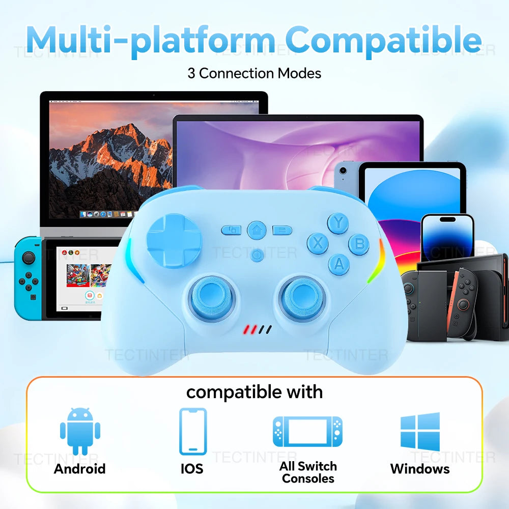 RGB Wireless Controller For Nintendo Switch 1/2 Console Hall Effect Joystick Gamepads for PS4/Android/IOS/PC Controls Accessorie