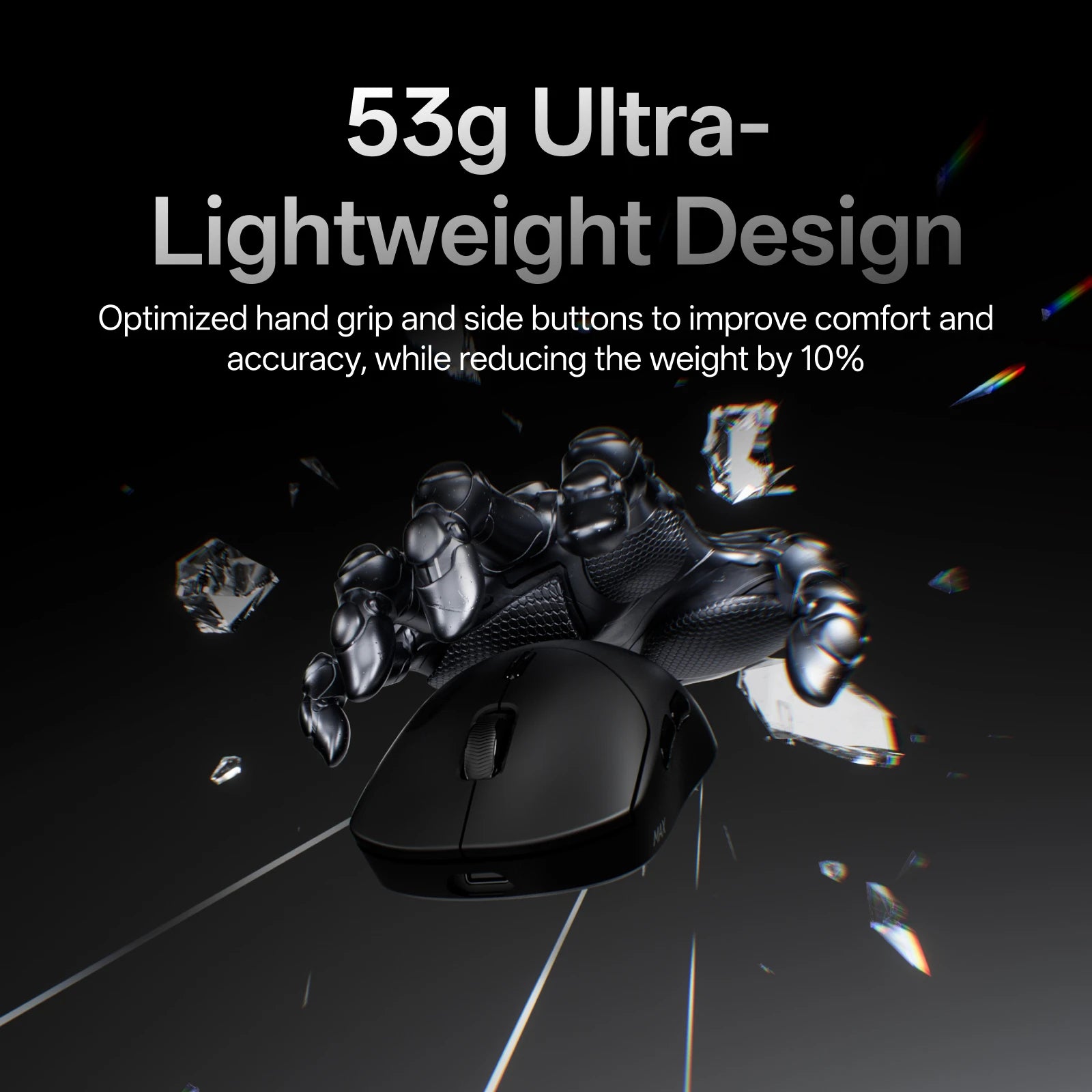 Rapoo VT2 MAX Wireless E-sports Gaming Mouse with 8K Polling Rate Optical Sensor Ergonomic Design 53g Lightweight for PC Latop