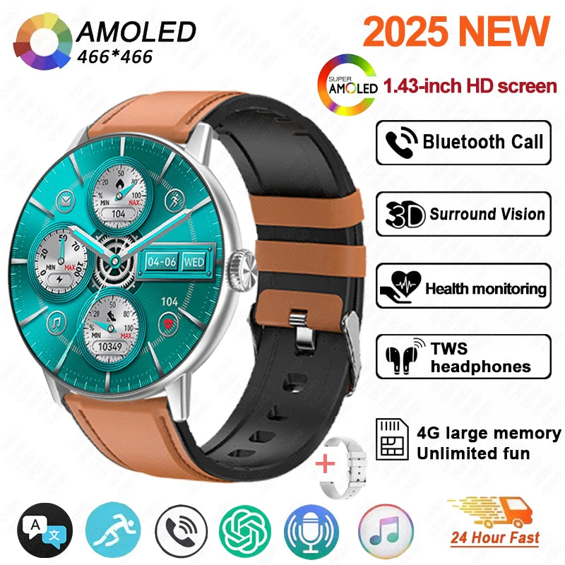 New DT M5 Smart Watch 4GB Memory 1.43-inch HD Screen Built-in Photo Album Local Album Video Sport Mode Bluetooth Call Smartwatch