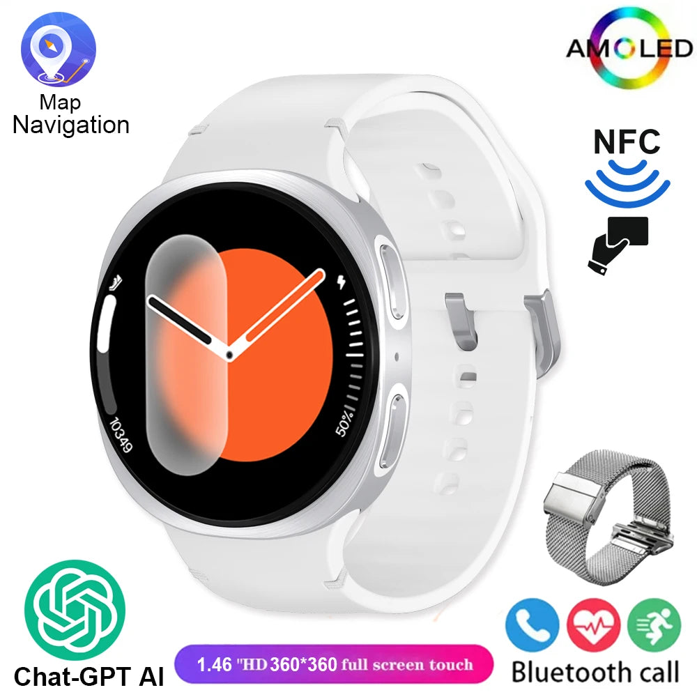 2025 New Smart Watch 8 Classic 46mm Ultra HD Screen ChatGPT GPS NFC Compass Clock Bluetooth Call Waterproof Smartwatch Men Women