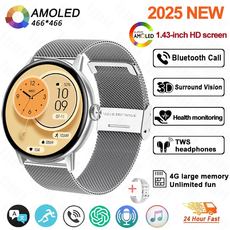 New DT M5 Smart Watch 4GB Memory 1.43-inch HD Screen Built-in Photo Album Local Album Video Sport Mode Bluetooth Call Smartwatch