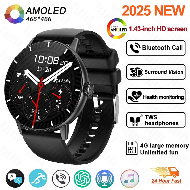 New DT M5 Smart Watch 4GB Memory 1.43-inch HD Screen Built-in Photo Album Local Album Video Sport Mode Bluetooth Call Smartwatch