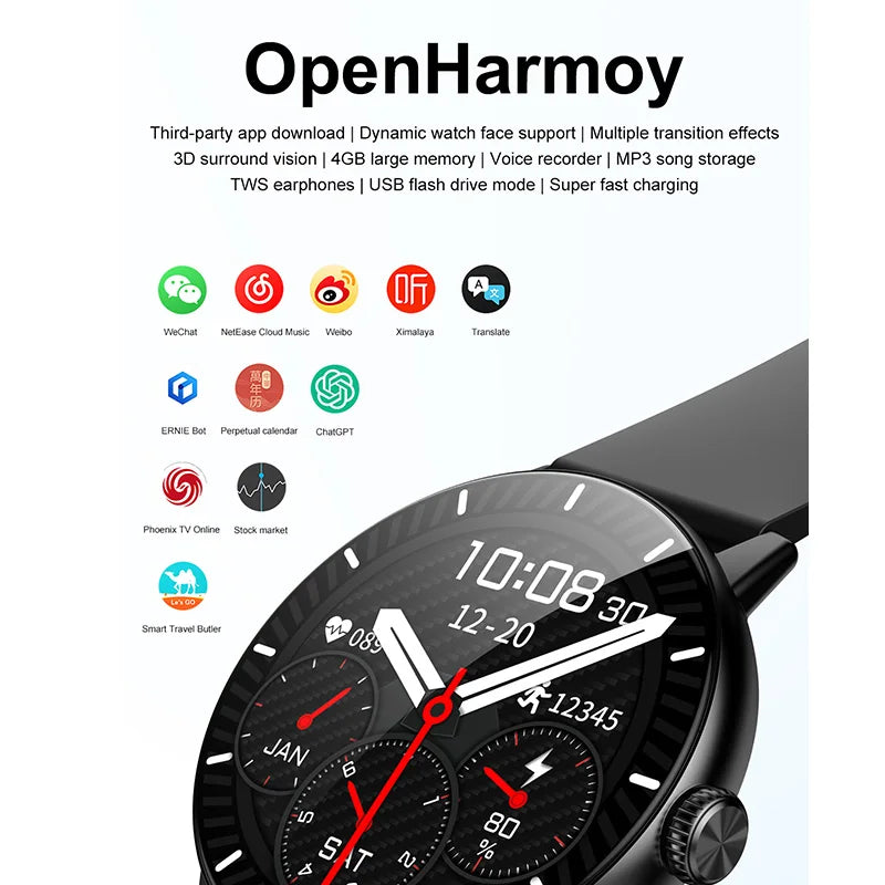 New DT M5 Smart Watch 4GB Memory 1.43-inch HD Screen Built-in Photo Album Local Album Video Sport Mode Bluetooth Call Smartwatch