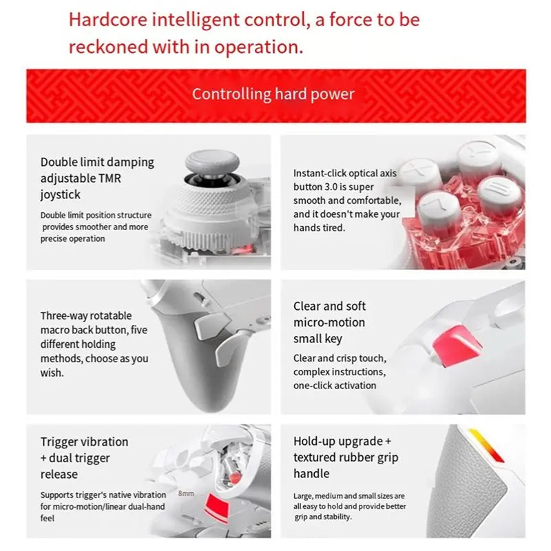 NEW-KP40 Wireless Gamepad 2000Hz Polling Adjustable TMR Joysticks Dual Vibrations Triggers Controller For PC Android IOS