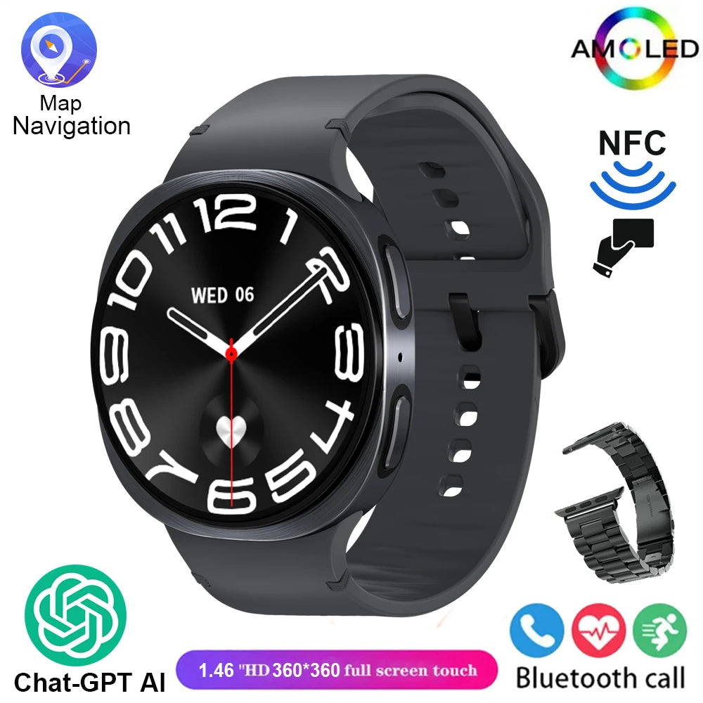 2025 New Smart Watch 8 Classic 46mm Ultra HD Screen ChatGPT GPS NFC Compass Clock Bluetooth Call Waterproof Smartwatch Men Women