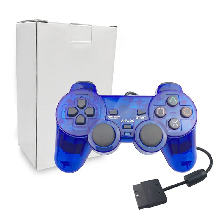 Transparent Blue Color For PS2 Wired Controller With Dual vibration