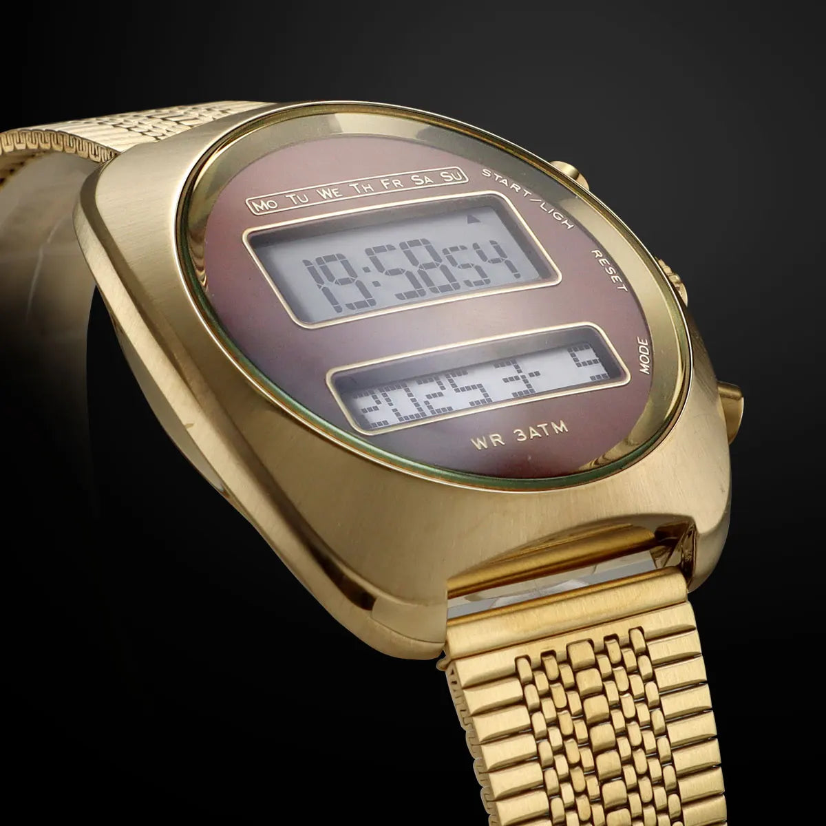 Dual-Display Electronic Watch for Men Retro Style Digital Unisex Wristwatch with Stainless Steel Strap Month Date Year Backlight