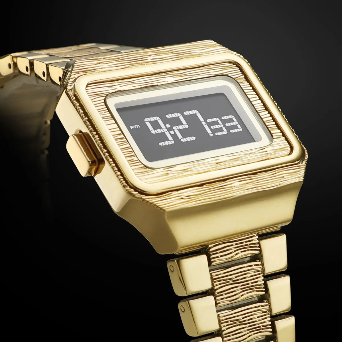 Fashion LED Digital Watch for Men Retro Simple Style Electronic Wristwatch with Stainless Steel Strap Luminous Backlight 0325