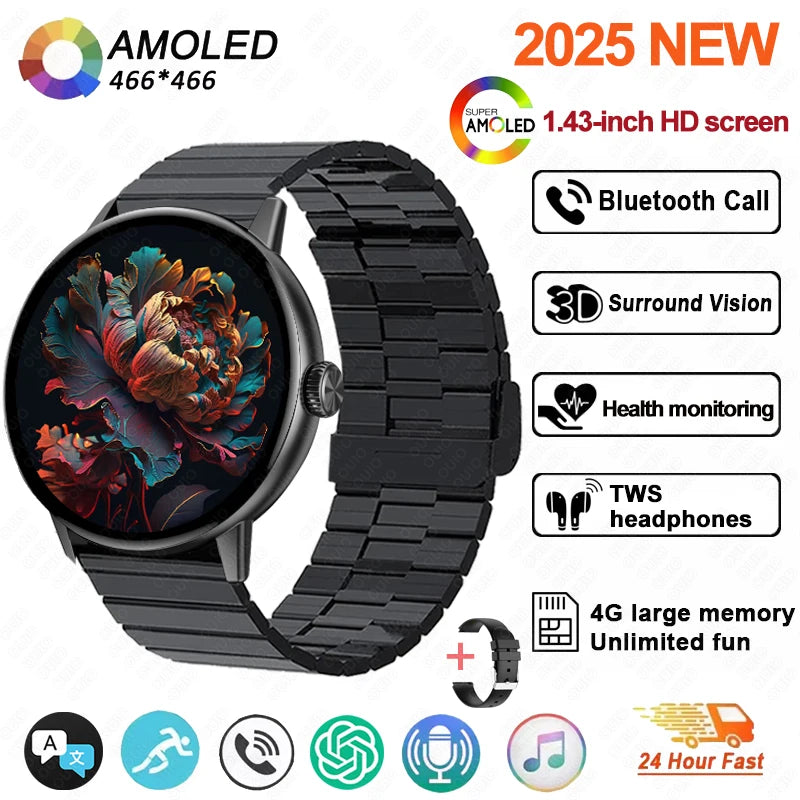 New DT M5 Smart Watch 4GB Memory 1.43-inch HD Screen Built-in Photo Album Local Album Video Sport Mode Bluetooth Call Smartwatch