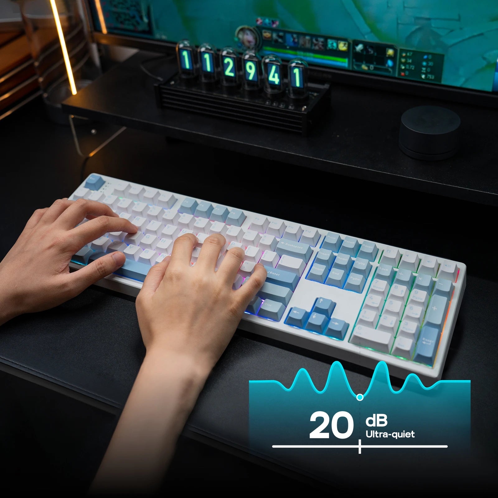 EPOMAKER TH108 100% Full Size Hot-Swap Gasket-Mounted Wired/Bluetooth/2.4Ghz Wireless Mechanical Keyboard with 8000mAh Battery