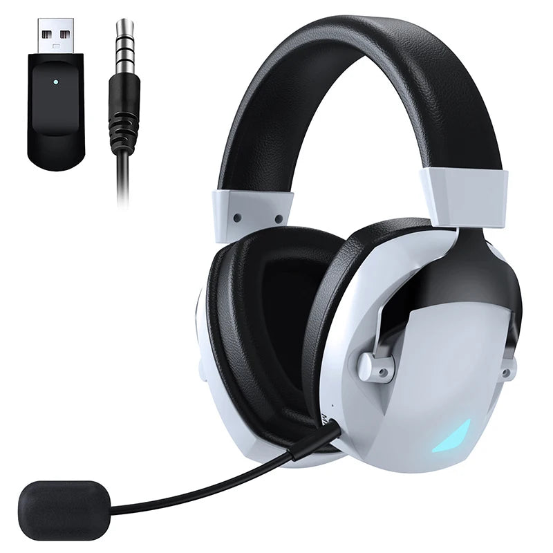 Wireless Gaming Headset With Detachable Noise Cancelling Microphone 2.4G Bluetooth-USB-3.5mm Wired Jack 3 Modes For Multi-device