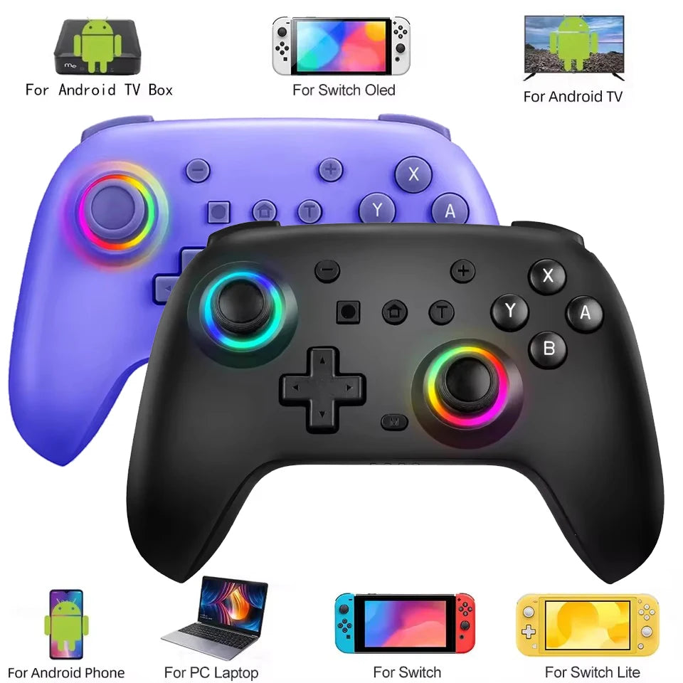 RGB Wireless Controller for  Switch/ OLED/ Lite/ Steam/ Android Gamepad PC Joystick Joypad Controle with Turbo Function