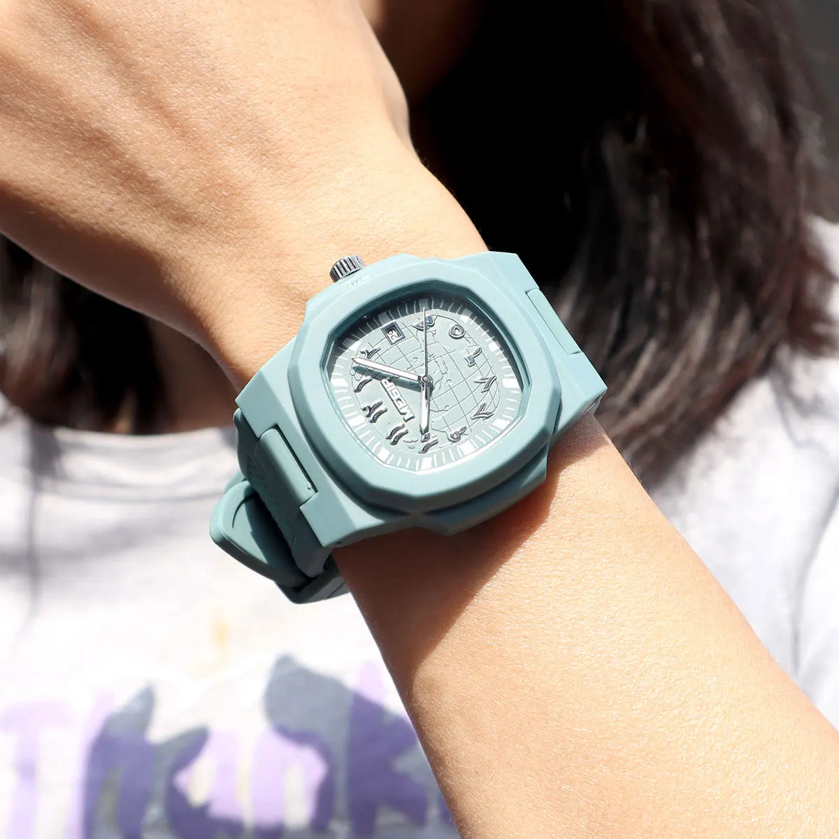 MEGIR Square Luxury Men's Watch with Arabic Numerals Luminous Calendar Date Silicone Strap Male Sports Quartz Wristwatch For Man