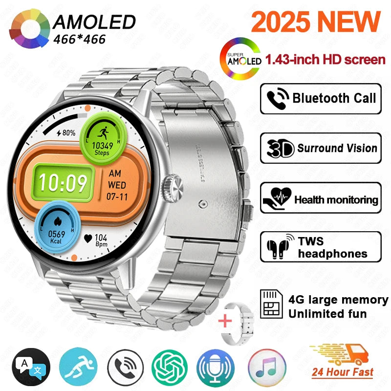New DT M5 Smart Watch 4GB Memory 1.43-inch HD Screen Built-in Photo Album Local Album Video Sport Mode Bluetooth Call Smartwatch