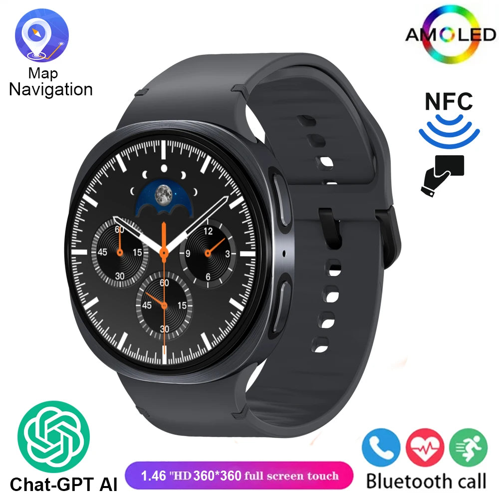 2025 New Smart Watch 8 Classic 46mm Ultra HD Screen ChatGPT GPS NFC Compass Clock Bluetooth Call Waterproof Smartwatch Men Women