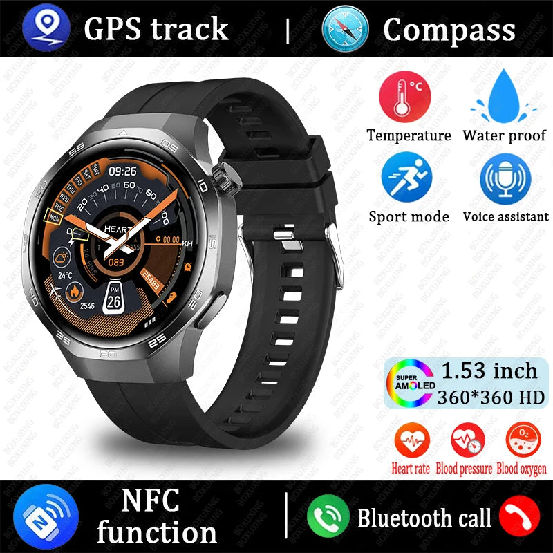 2025 New Watch 5 MAX Smart Watch HD AMOLED Screen NFC GPS Tracker Bluetooth Call Waterproof Sports Health Smartwatch Men Women