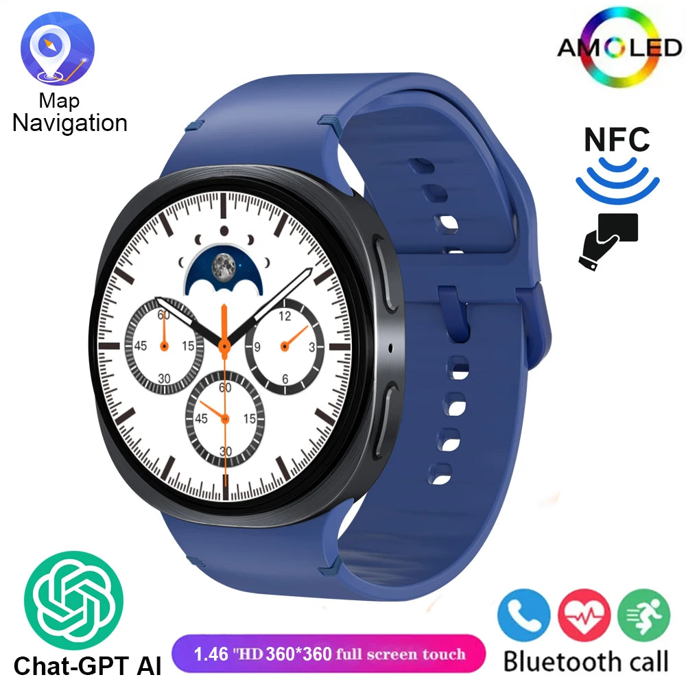 2025 New Smart Watch 8 Classic 46mm Ultra HD Screen ChatGPT GPS NFC Compass Clock Bluetooth Call Waterproof Smartwatch Men Women