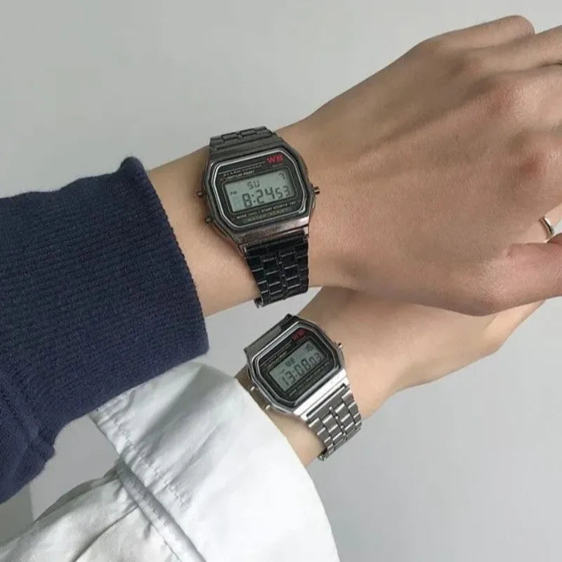 Mens Watch Digital Led Luxury Stainless Steel Square Wristwatch Electronic Watches for Men Female Clock Reloj Hombre